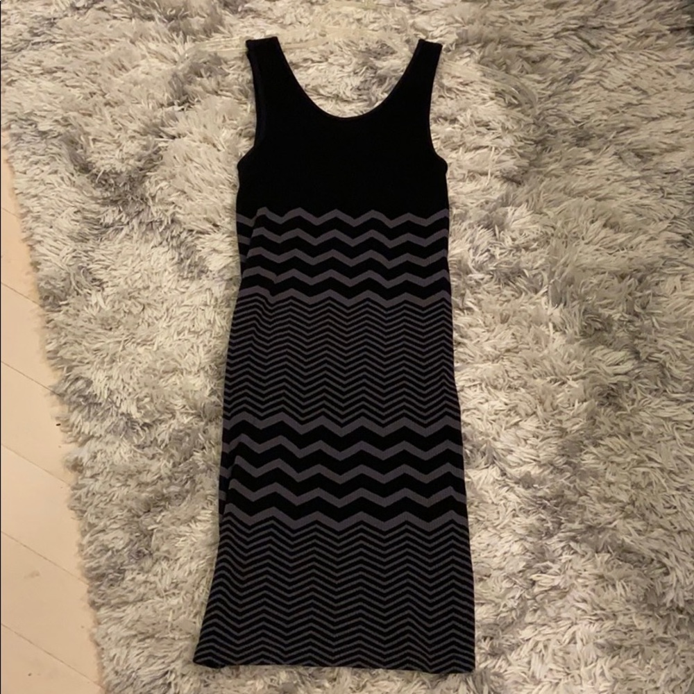 Black and grey chevron bodycon mini dress